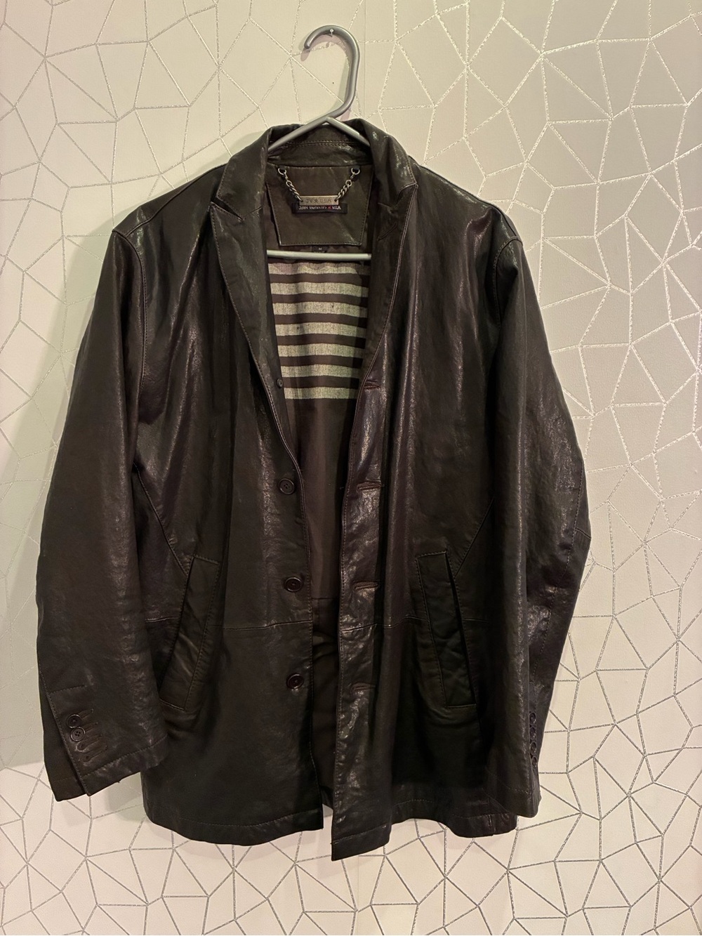 JOHN VARVATOS Star USA Luxe Leather Jacket dark brown Men's Sz M